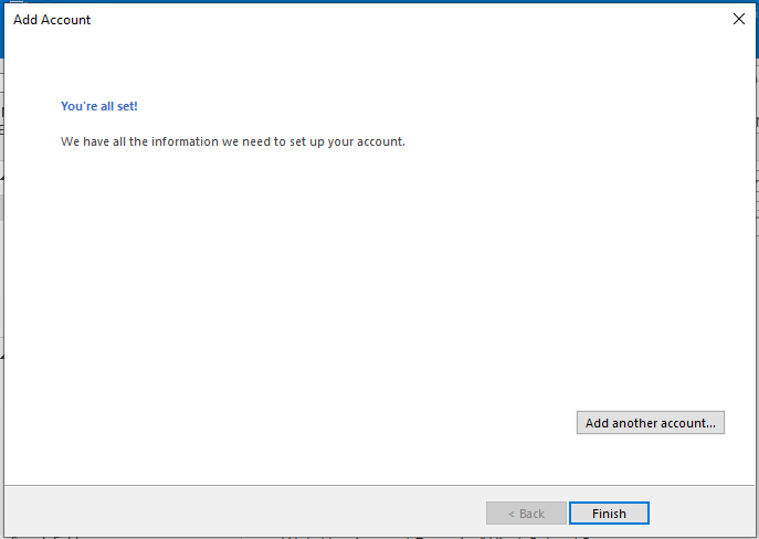 Finish Account Setup